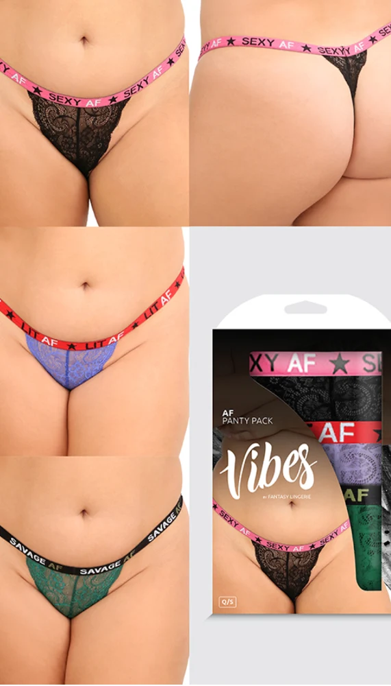 AF Thong Panty Pack Set of 3 in Stretch Lace