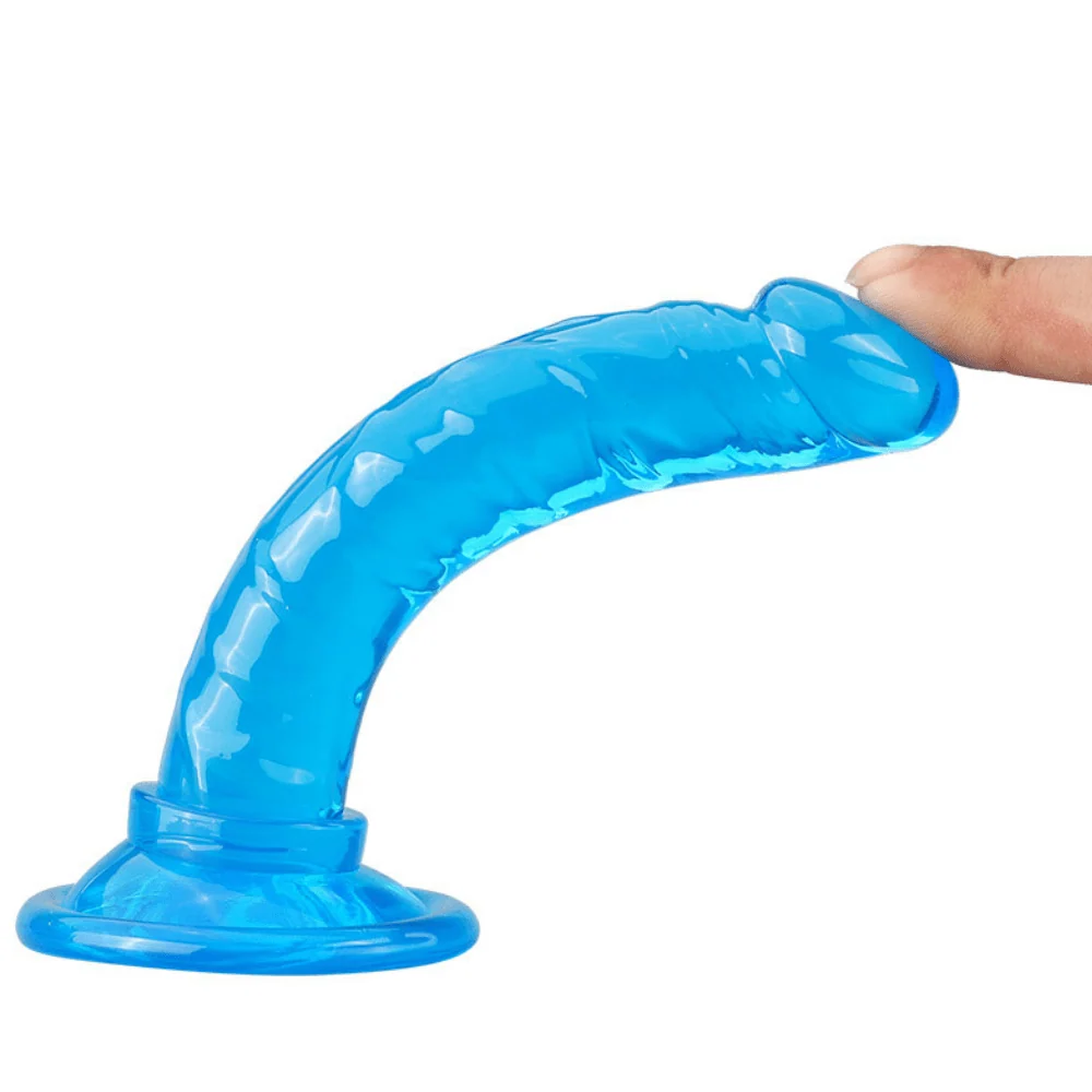 6 Inch 纤细血管纹果冻假阳具，新手适用，4色可选