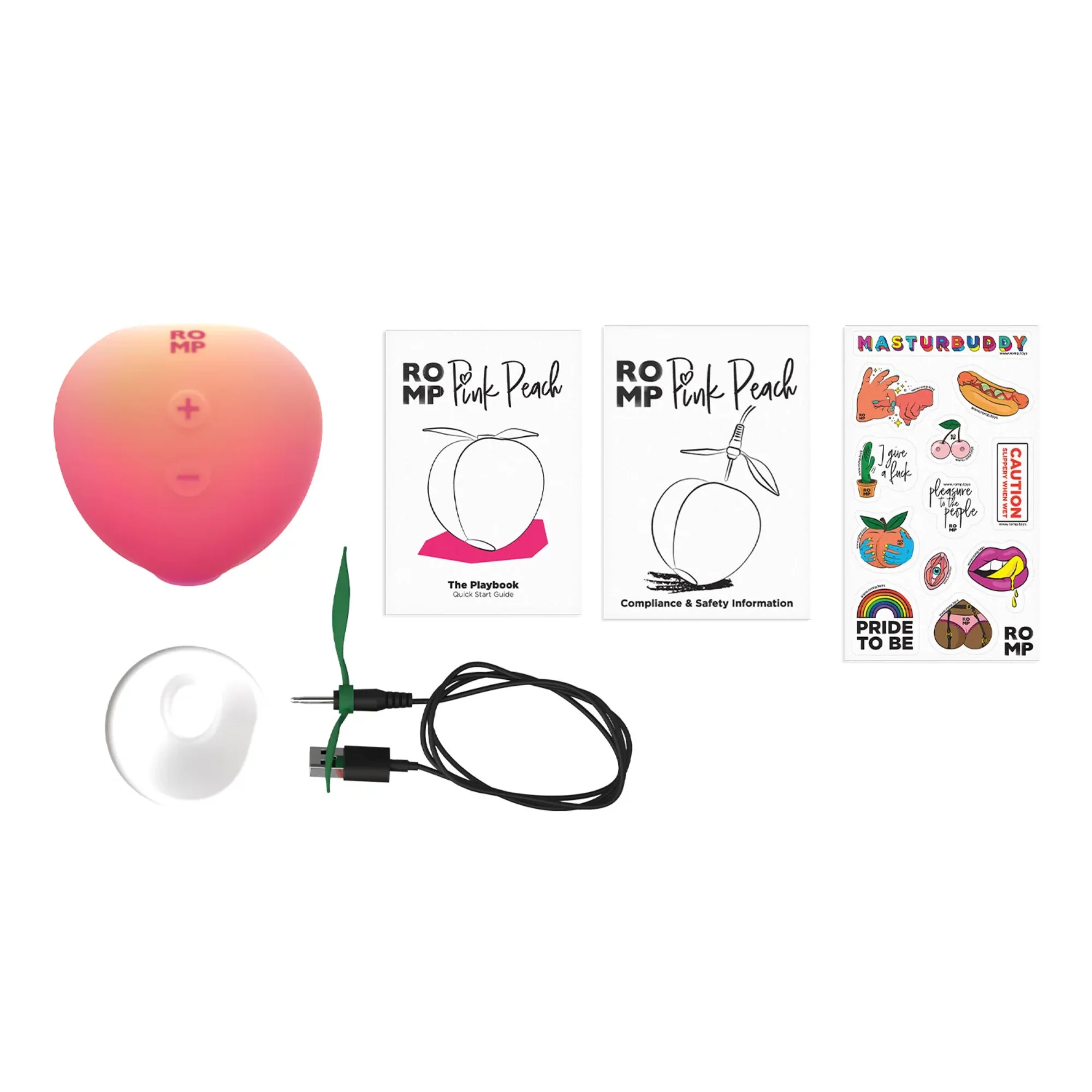 Romp Pink Peach Air Pulse Clit Stimulator with 14 Levels