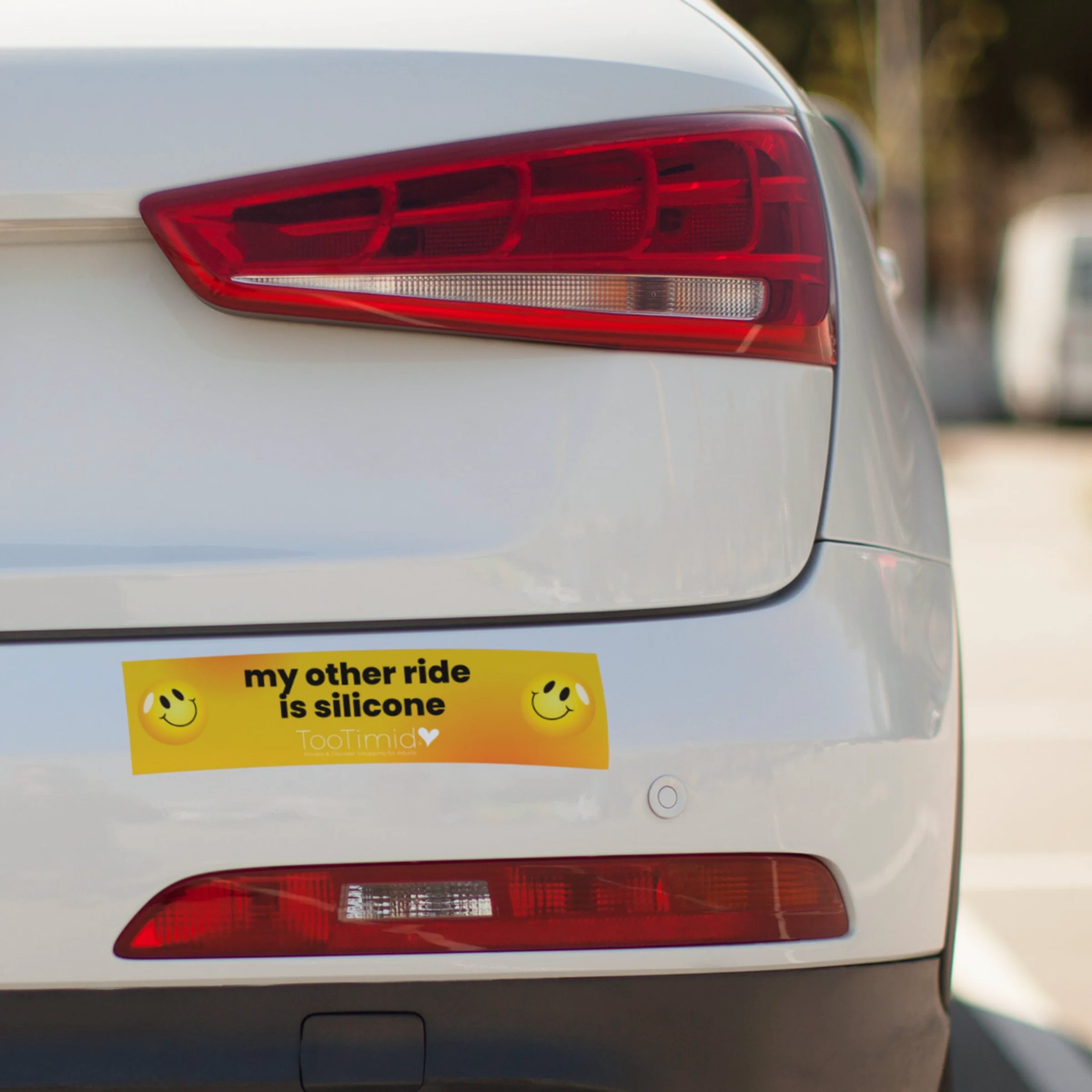 Tootimid My Other Ride is Silicone Bumper Sticker with Smiley Faces