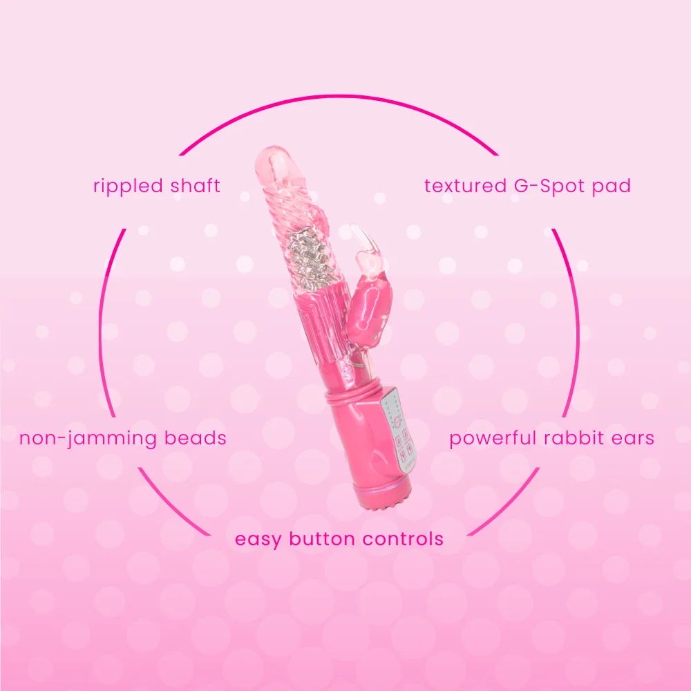 9 Inch Rotating Rabbit Vibrator with Dual-Action Clit Stimulation in Pink