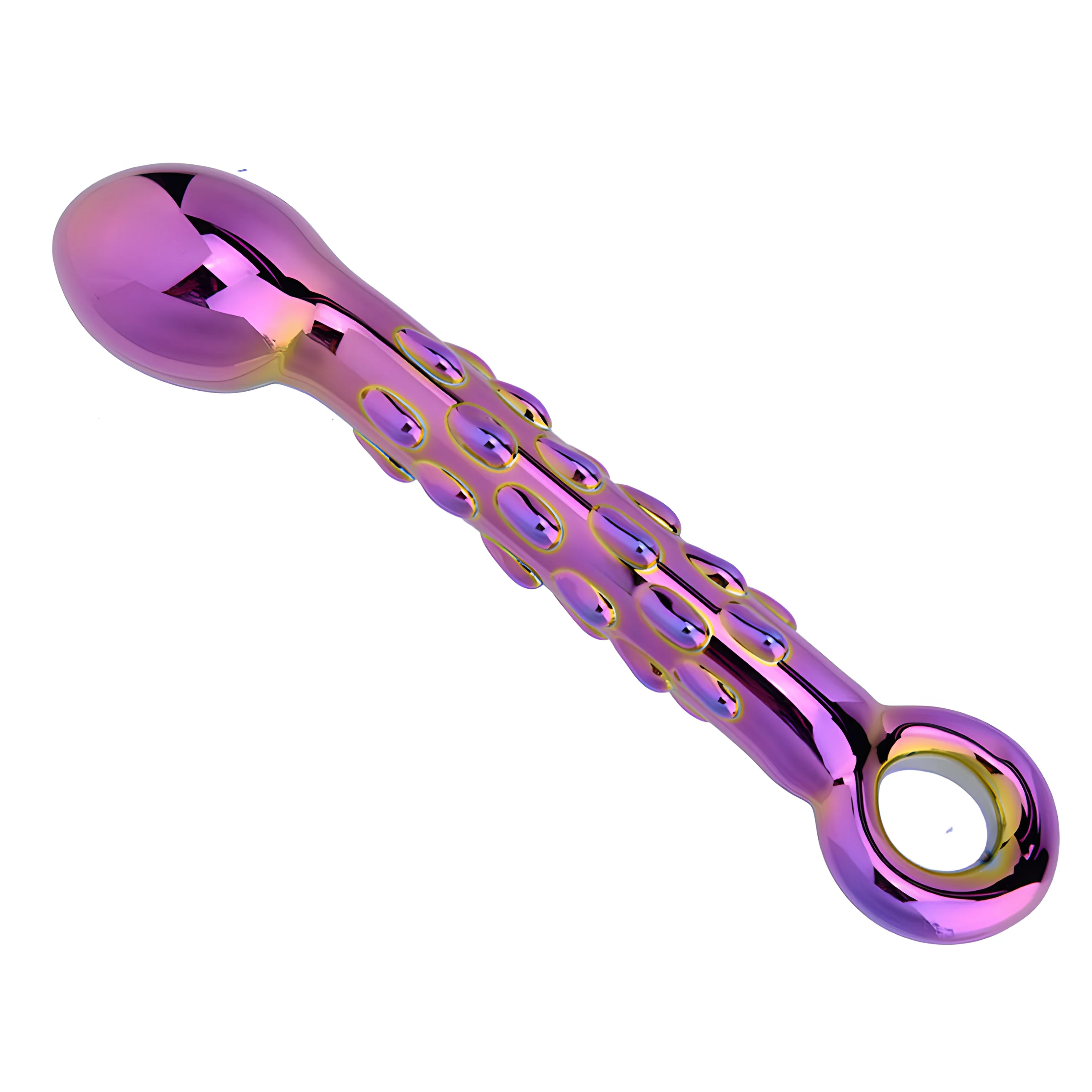 Rainbow Galaxy Glass Prostate Pull Plug & Nubby G-Spot Wand