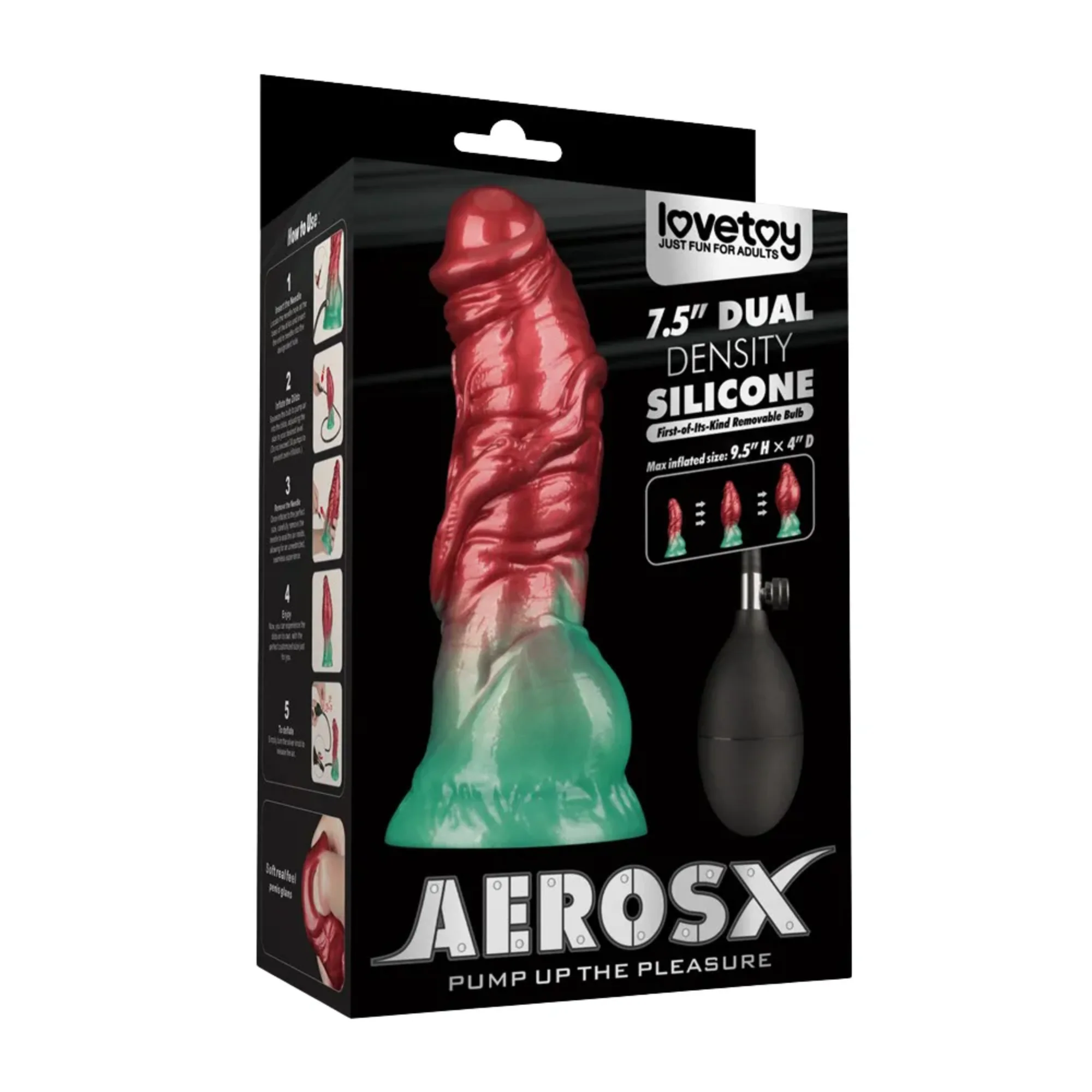 Inflatable Fantasy Dildo with Squeeze Pump for Stretching and Gaping