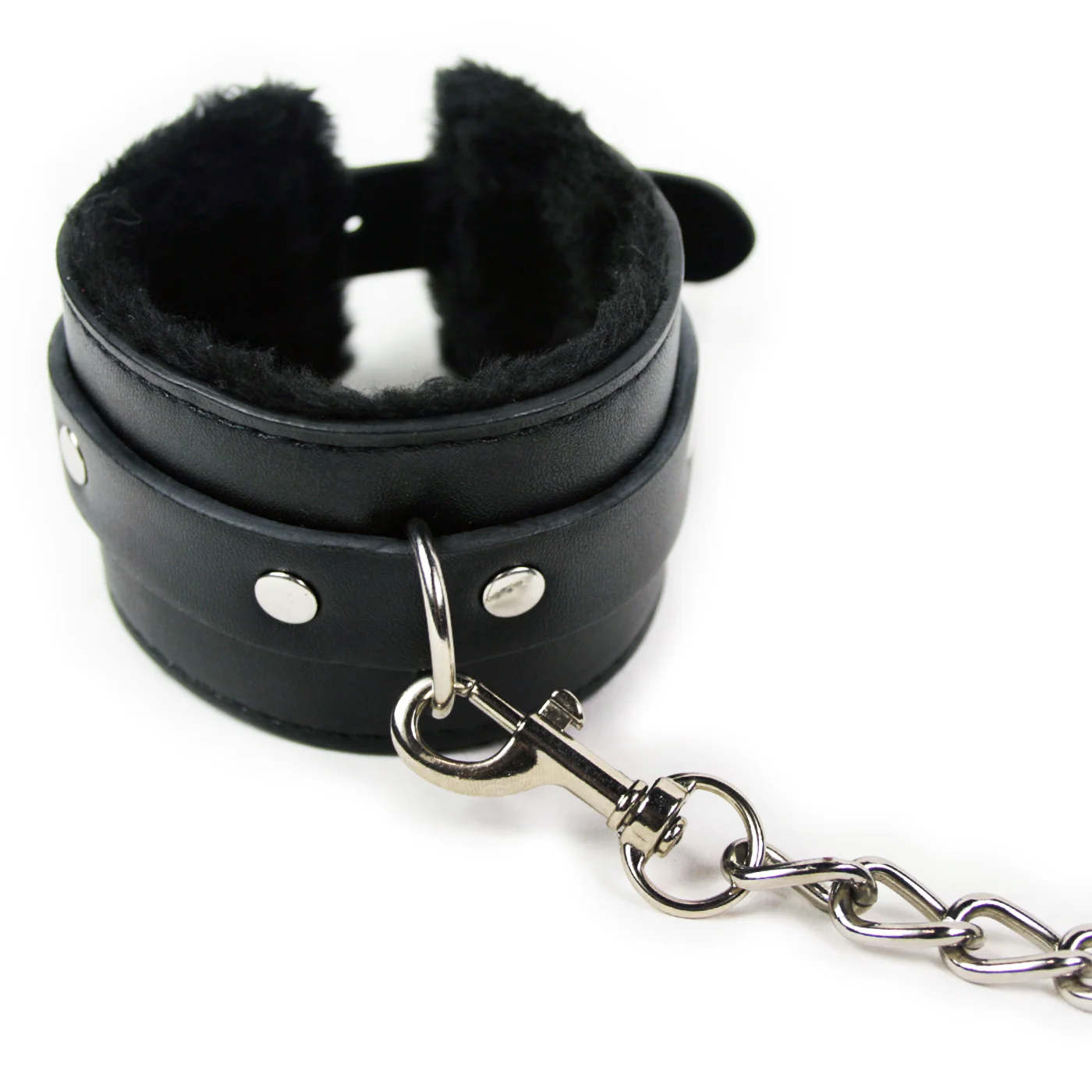 Adjustable Faux Leather Wrist Cuffs with Faux Fur Lining by Dark Amour
