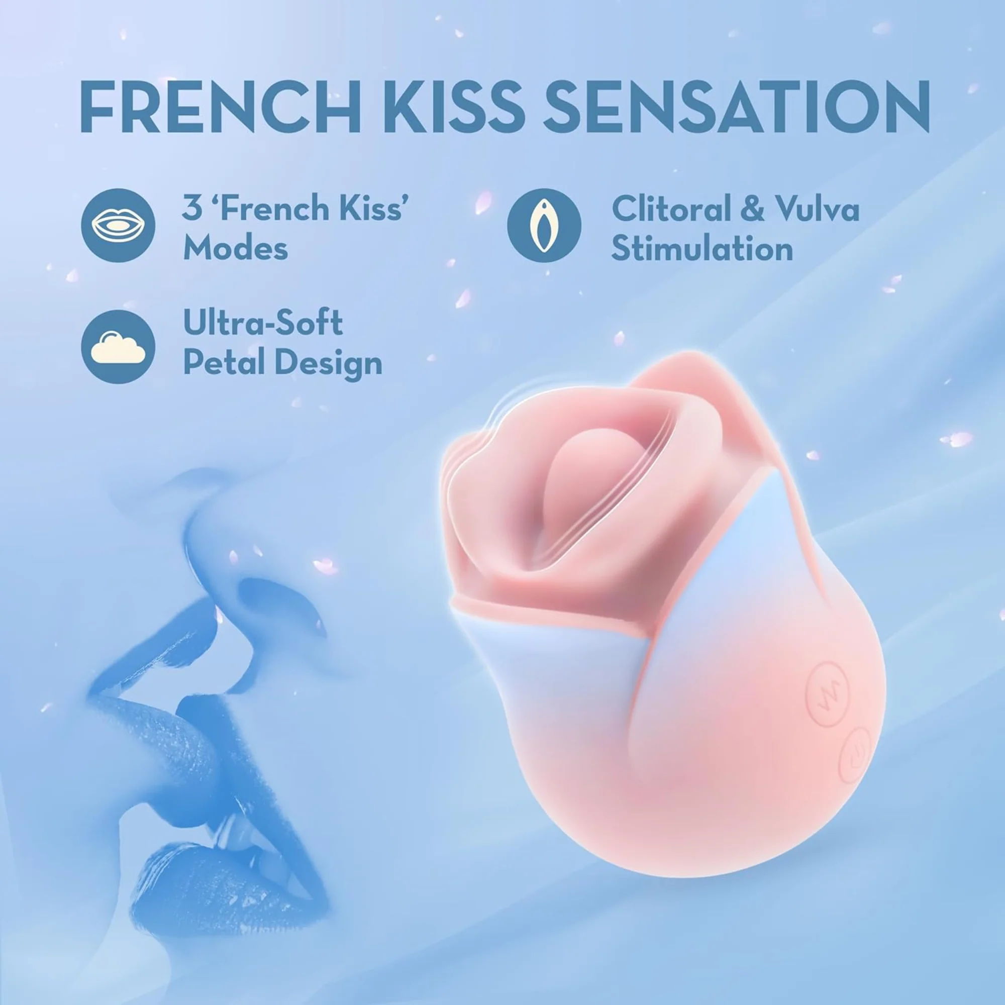 Blush Collection French Kiss Rose Stimulator - Nibbles On Your Clit with Powerful Vibrations!