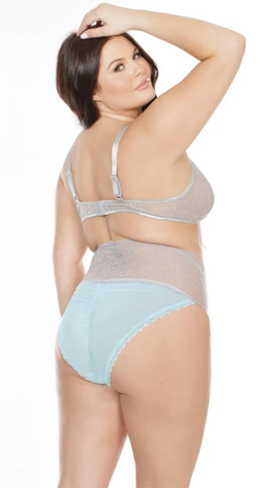 Coquette Misty Blue and Grey Lace Bra and Panty Set