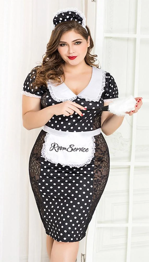 Vintage Room Service Polka Dot Lace Maid Costume Set