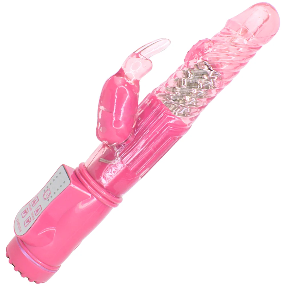 9 Inch Rotating Rabbit Vibrator with Dual-Action Clit Stimulation in Pink