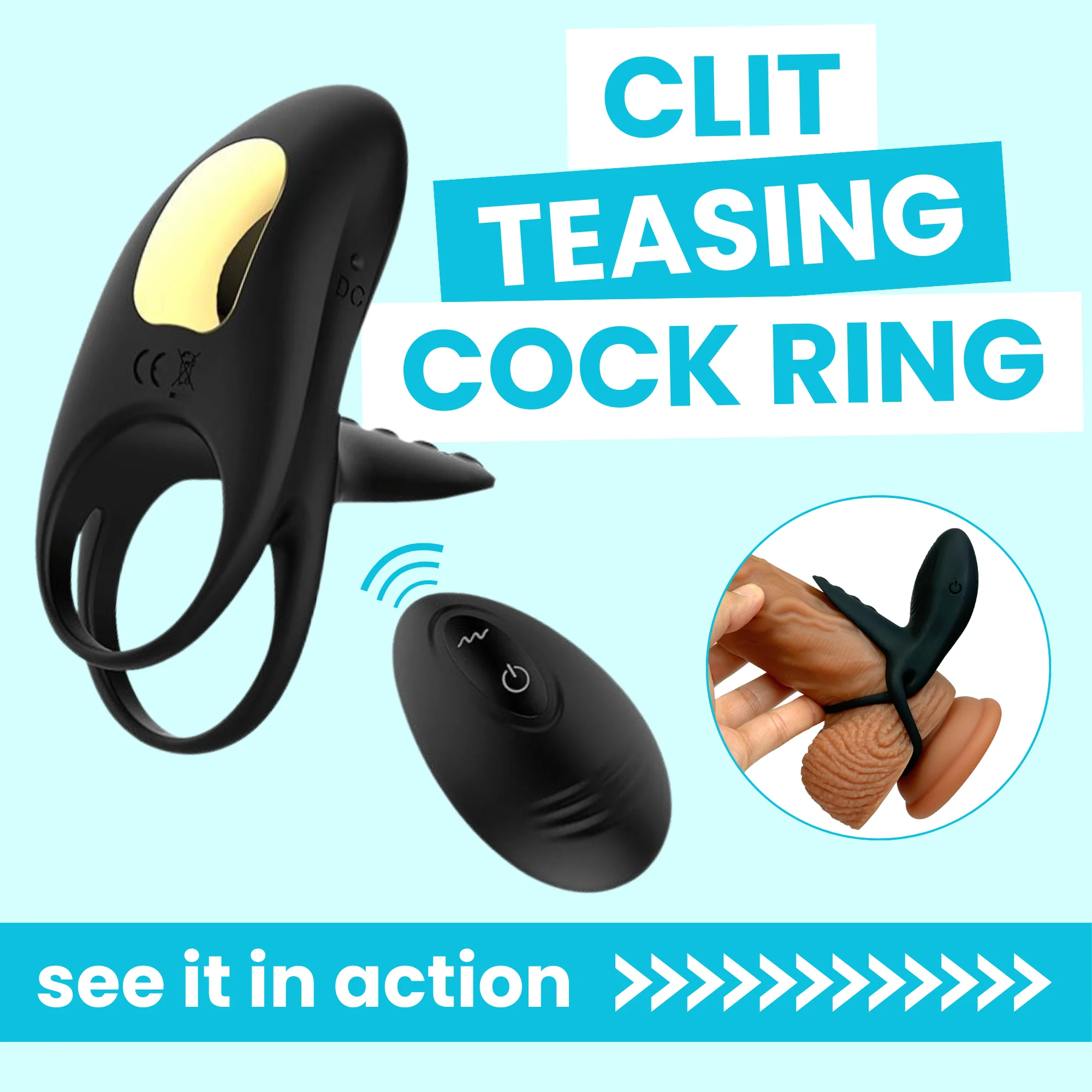 Wireless Clit Teasing Dual Erection Enhancing Ring with 10 Vibration Modes