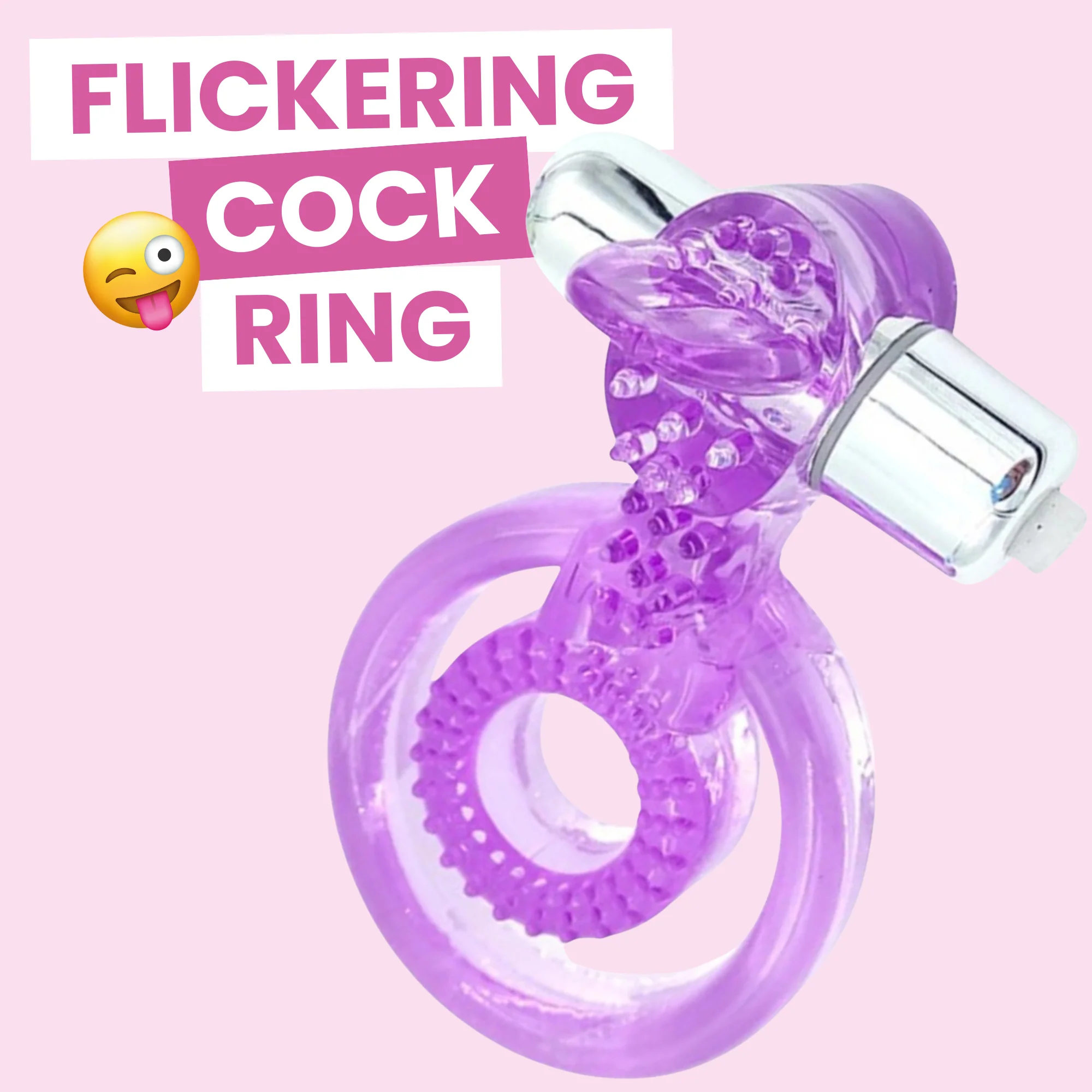 Vibrating Dual Cock Ring with Clit Teasing Tongue, Rechargeable or Non-Rechargeable