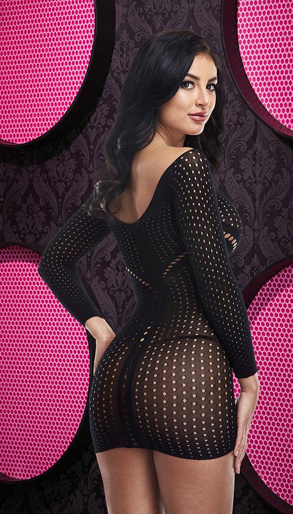 Long Sleeve Keyhole Mini Dress in Body-Hugging Fabric