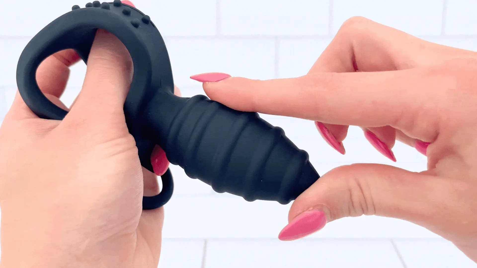 Rippled Vibrating Anal Plug with Cock Ring and Perineum Massager