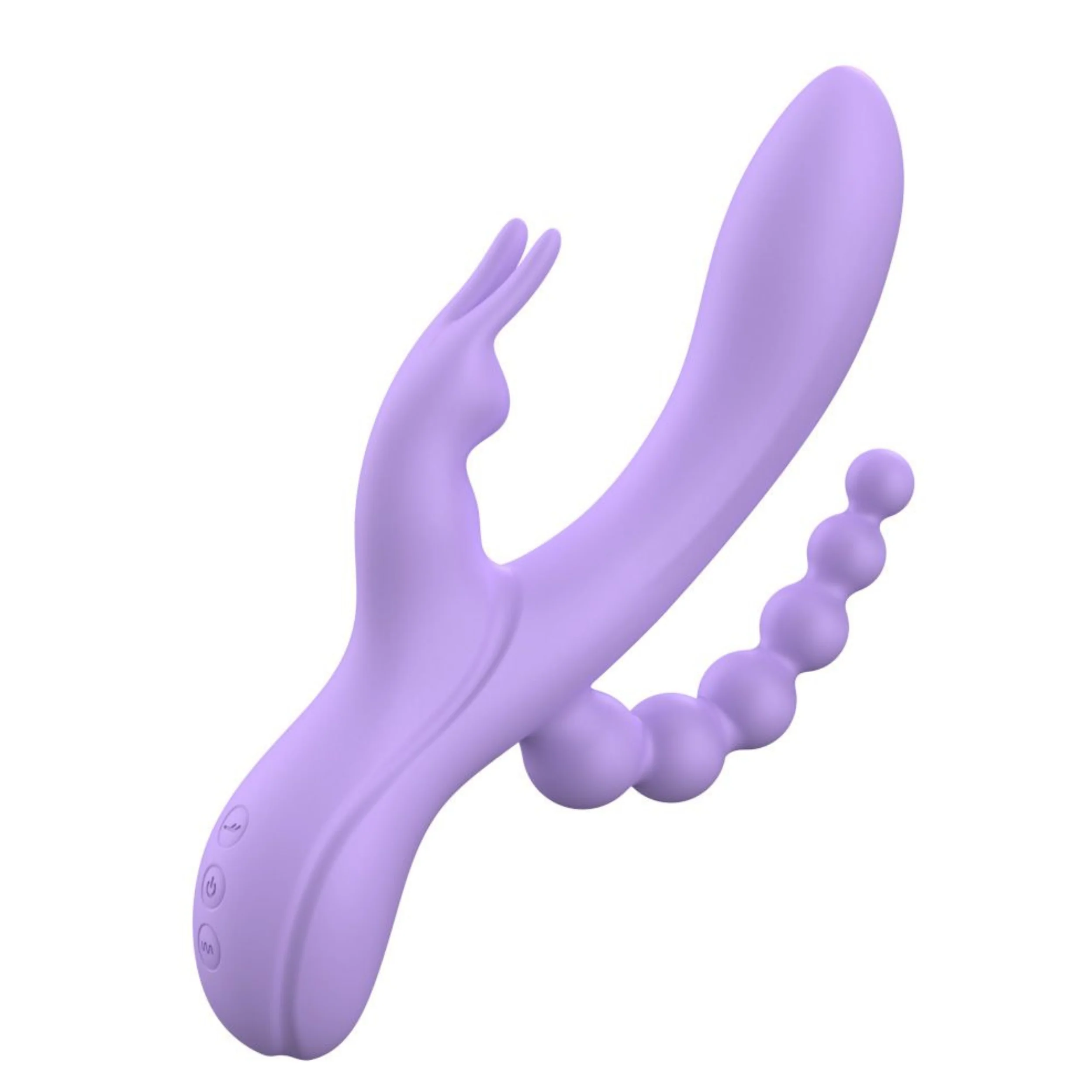Lavender Trifecta Silicone Triple Stimulator - Powerful Vibes in Dual Motors!