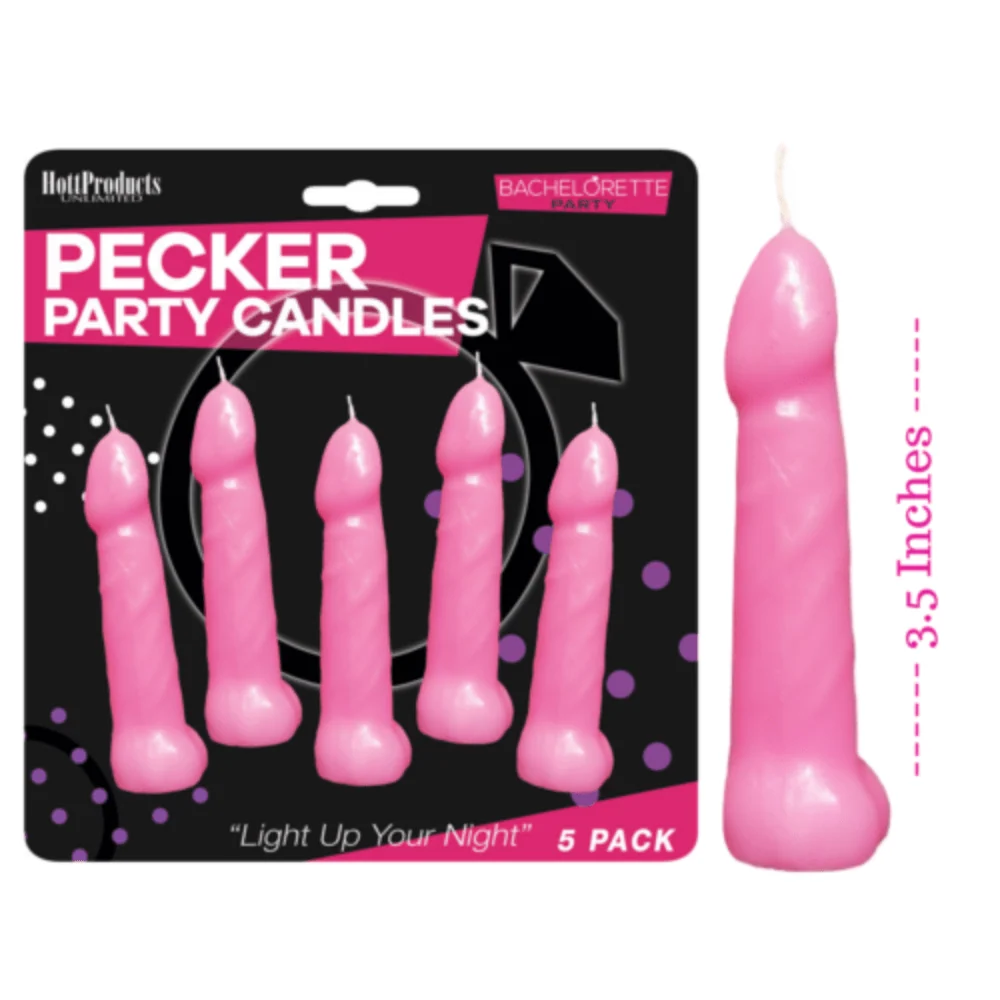 Bachelorette Pecker Party Candles Pink Set of 5