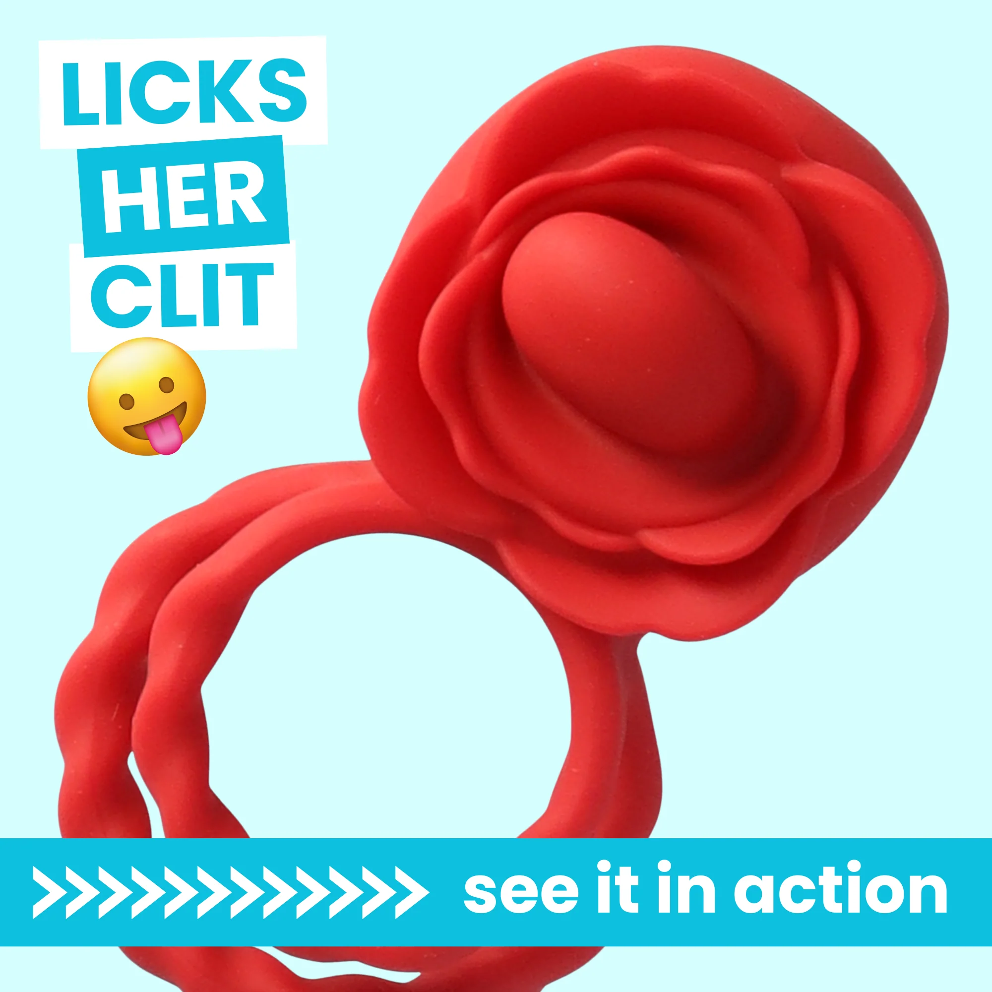 Twirling Tongue Flower Silicone C-Ring - Give Her Oral During Sex While Staying Rock Hard!
