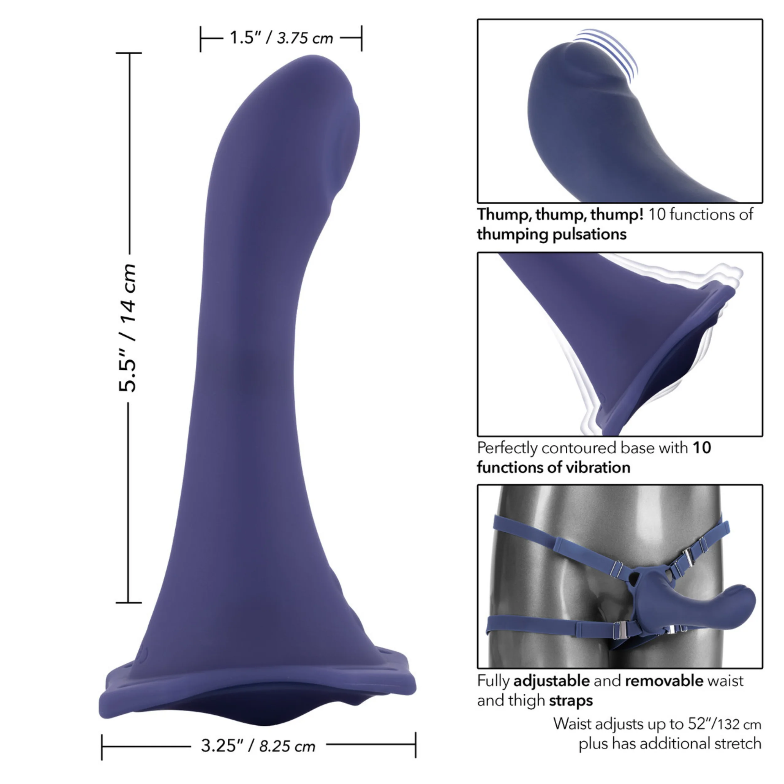 Her Royal Harness ME2 Thumper 穿戴式仿真阳具套装（含可充电硅胶假阳具）- 蓝色