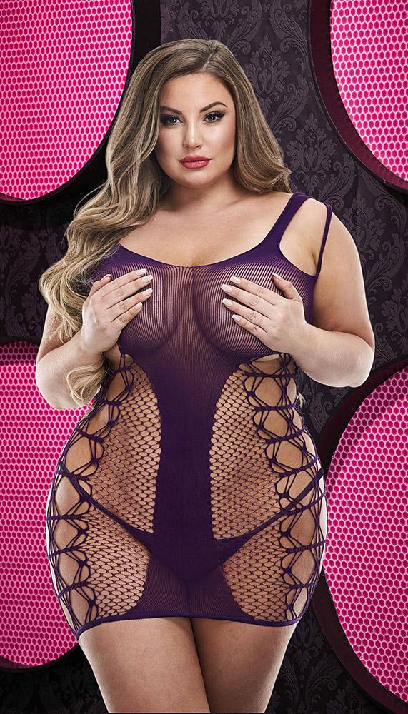 Hot Fishnet Tank Mini Dress with Strappy Sides