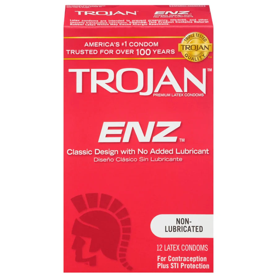 Trojan ENZ Non-Lubricated Regular Latex Condoms for Custom Lubrication