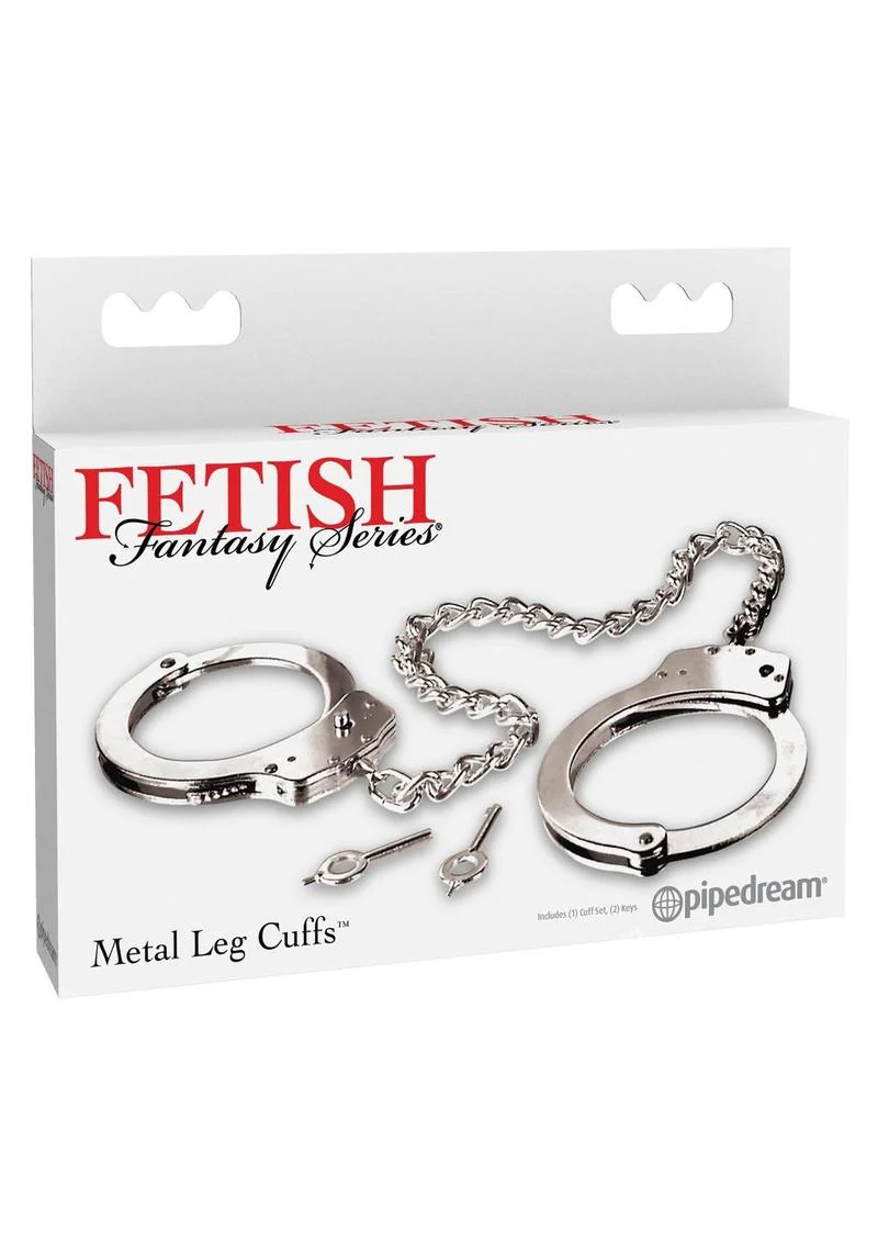 Fetish Fantasy Metal Leg Cuffs in Silver for Bondage Play