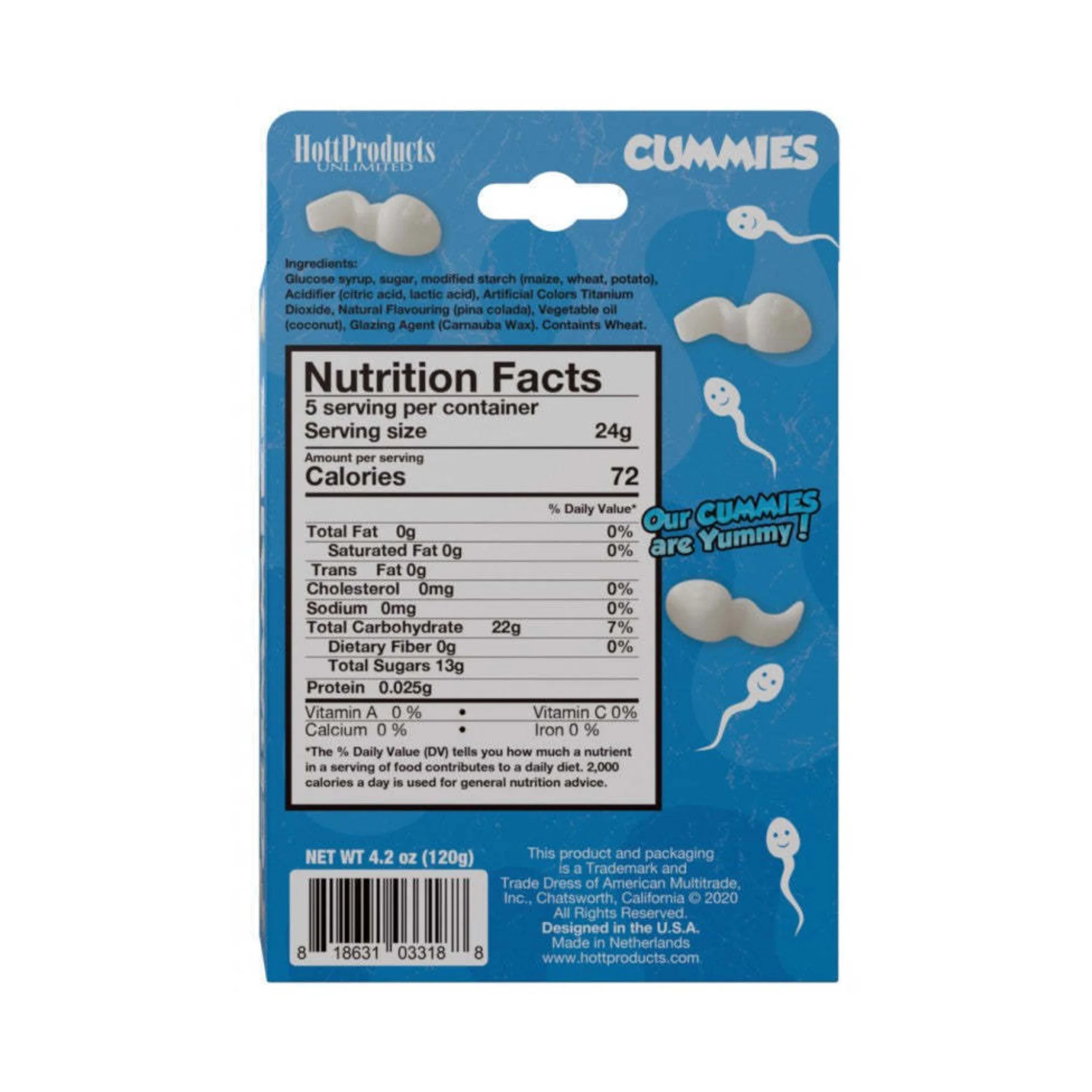 Cummies Sperm Shaped Gummies in Creamy Piña Colada Flavor