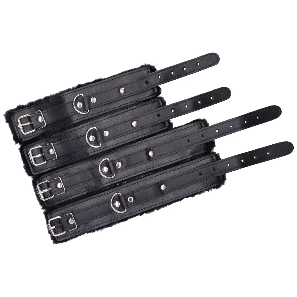 Hog Tie Restraint Set With Faux Fur Lined Cuffs