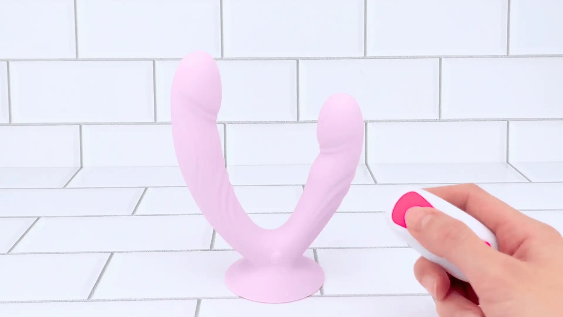Suction-cup Double Penetration Vibrator - Dual Vibrating Shafts Offer Hands-Free Pleasure!