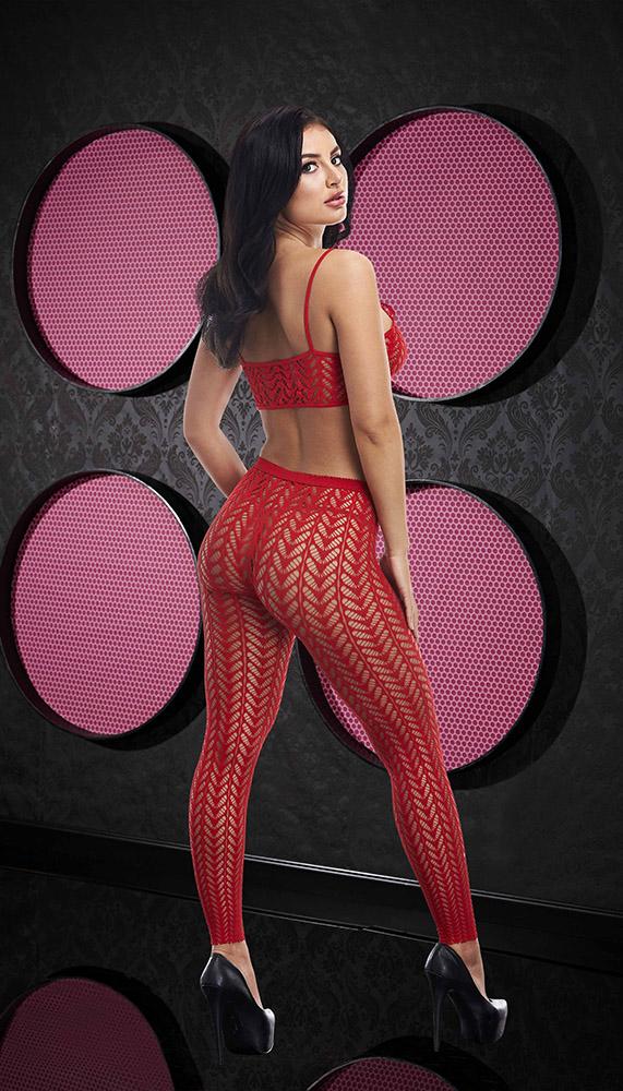 See-Through Crop Top and Pants Set with Spaghetti Straps and Satin Bows