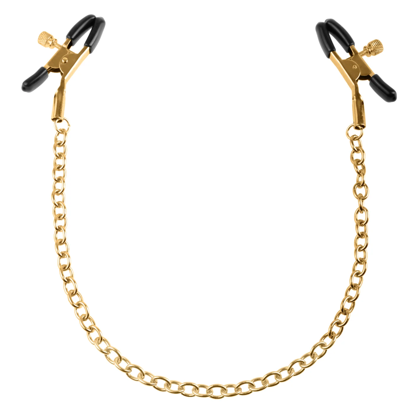 Fetish Fantasy Gold Chain Nipple Clamps with Adjustable Screws