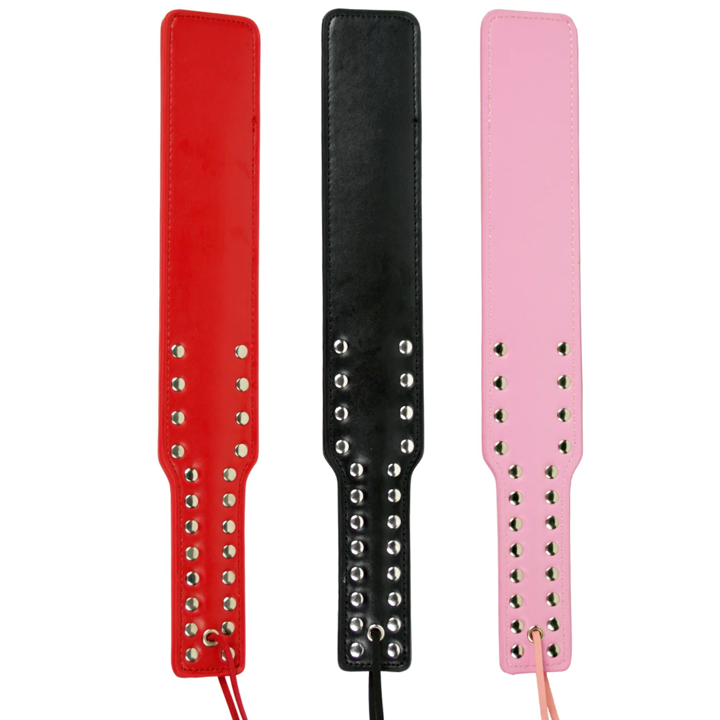 Long Leather Studded Spanking Paddle for BDSM Play