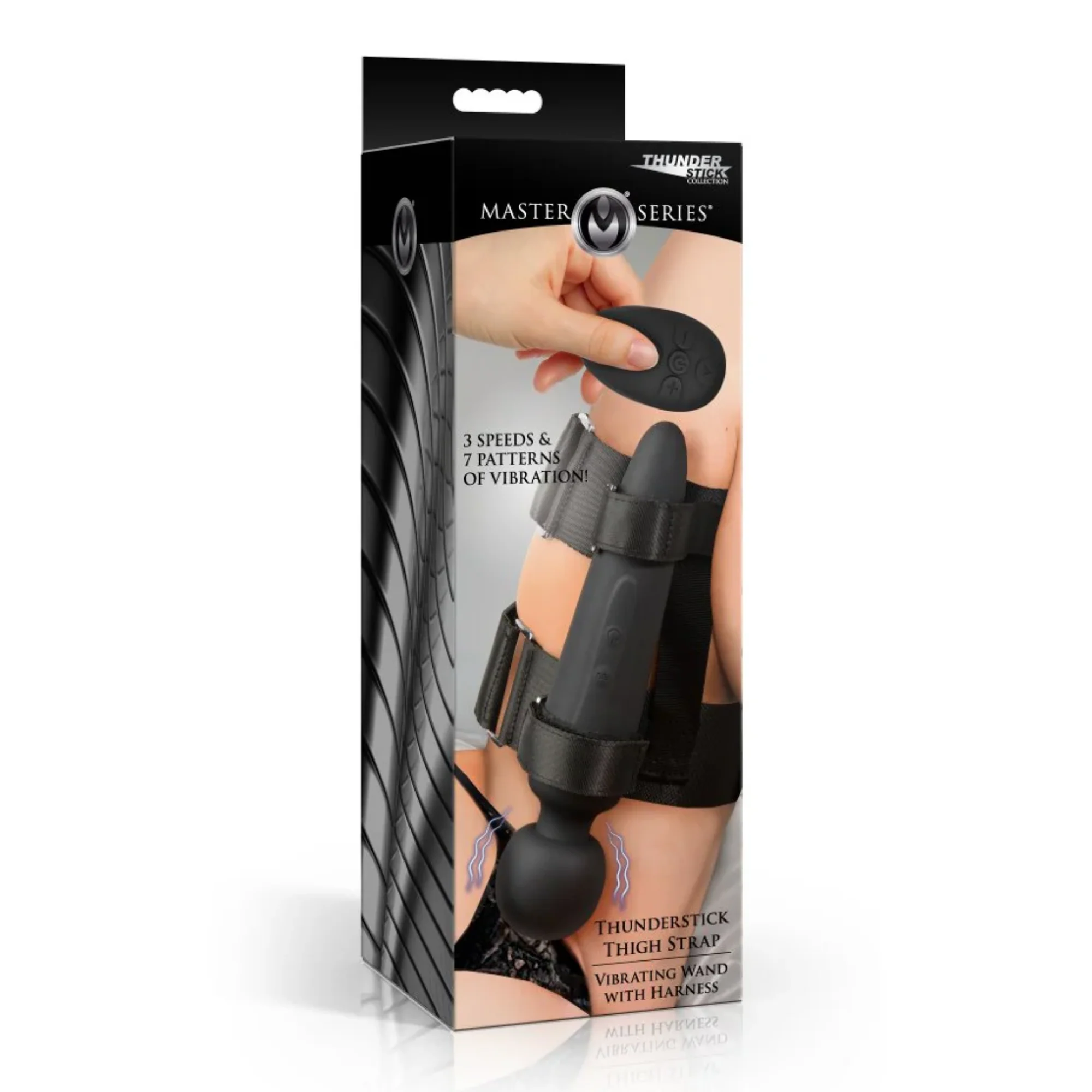 Master Series Thunderstick Rechargeable Vibrating Wand with Adjustable Thigh Harness
