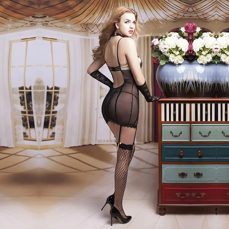 Gartered Chemise Set in One Size for a Standout Look