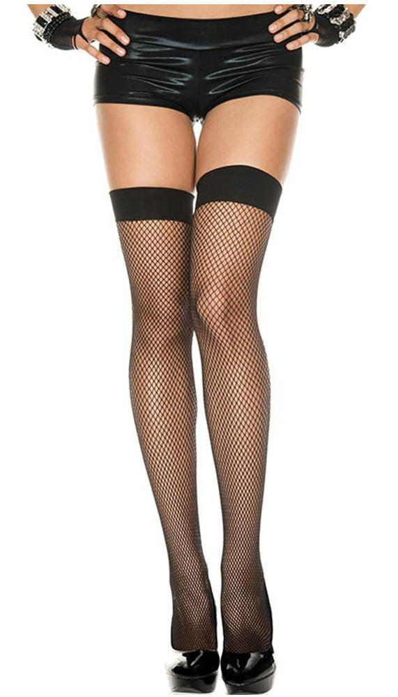 Neon Fishnet Thigh Highs with a Solid Top Band