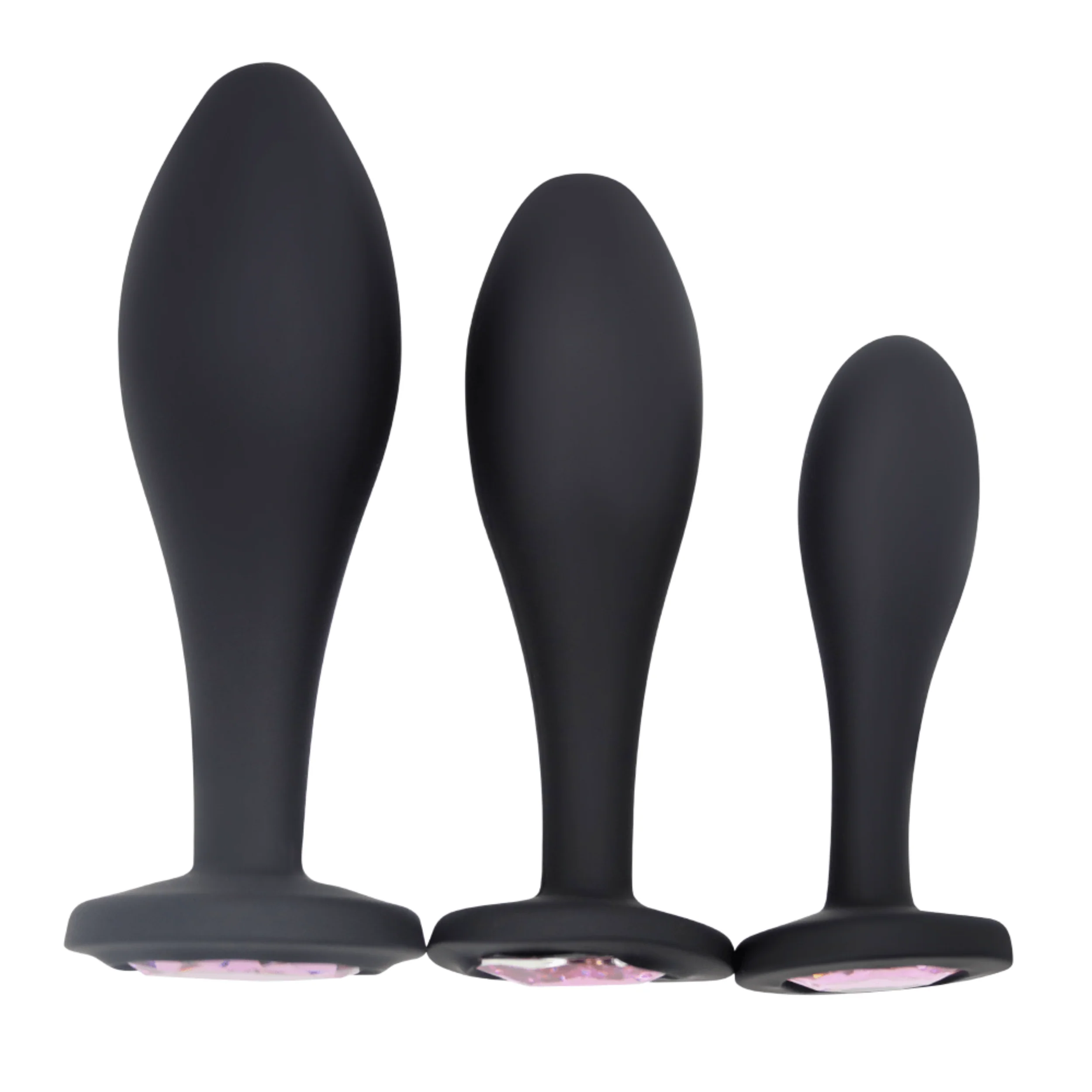 Bulbed Silicone Jewel Butt Plug With Removable Double-Sided Gem