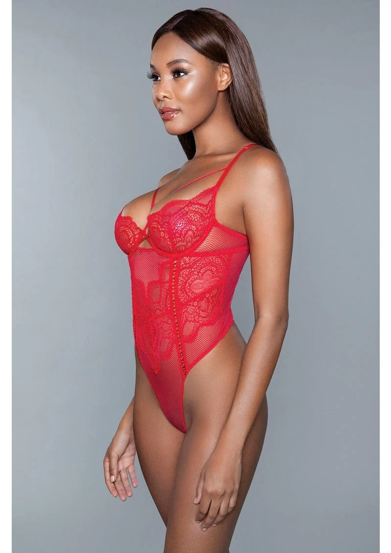 Brenda Lace Bodysuit with Thong Cut and Underwire Cups