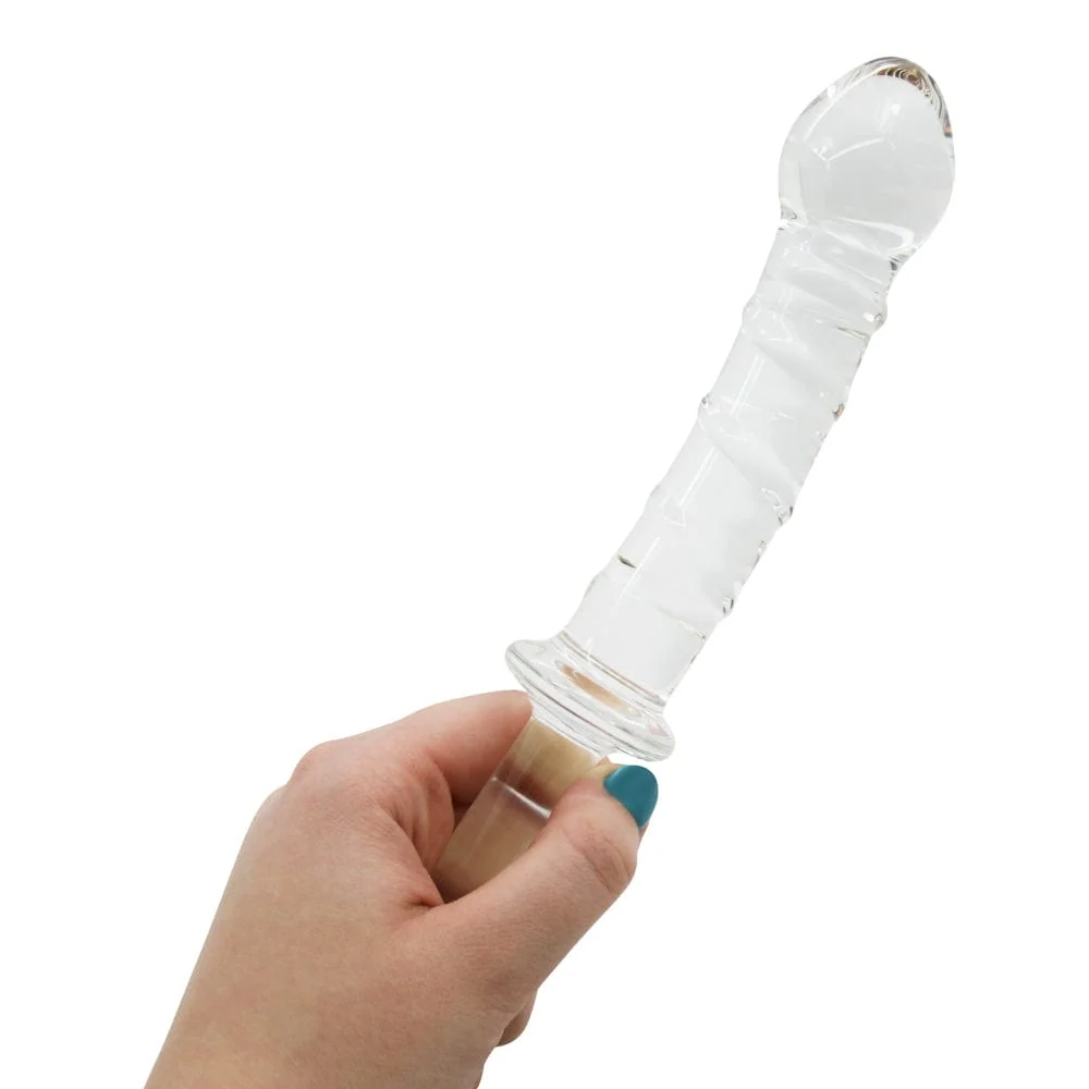 手工纹理玻璃假阳具 易握手柄