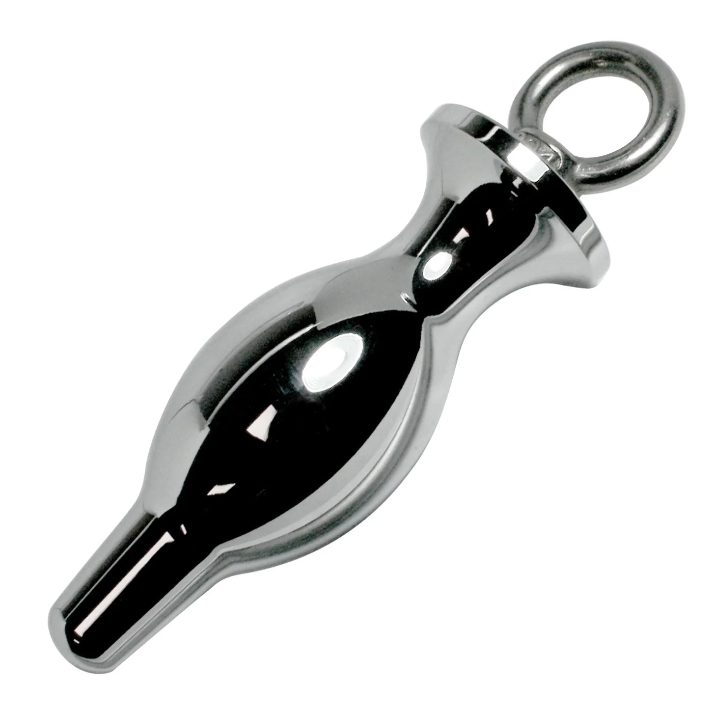 Weighted Metal Bulbed Anal Plug With Pull Ring