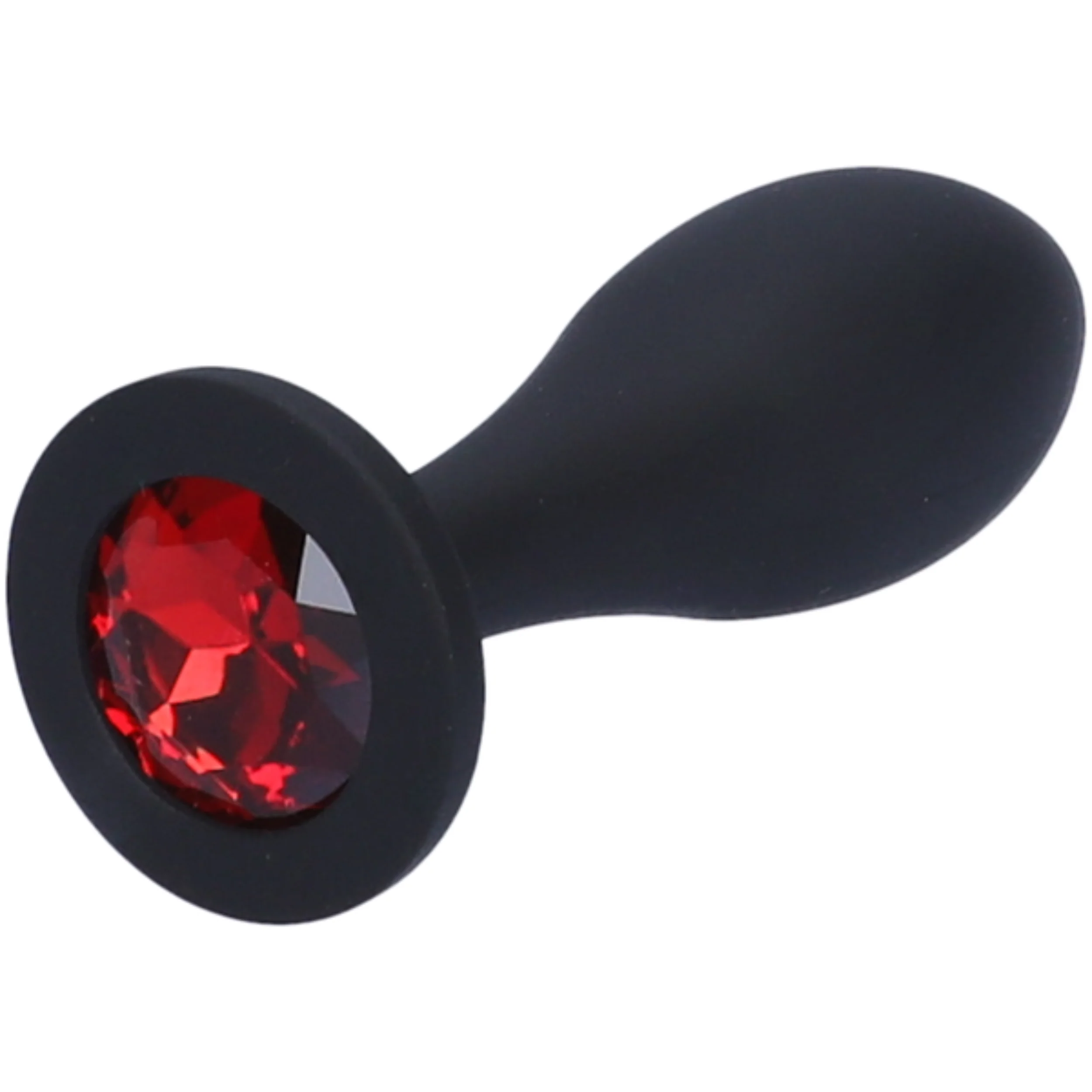 Bulbed Silicone Jewel Butt Plug With Removable Double-Sided Gem