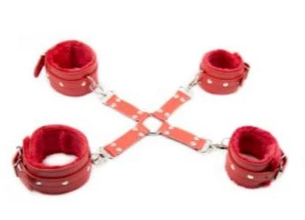 Hog Tie Restraint Set With Faux Fur Lined Cuffs