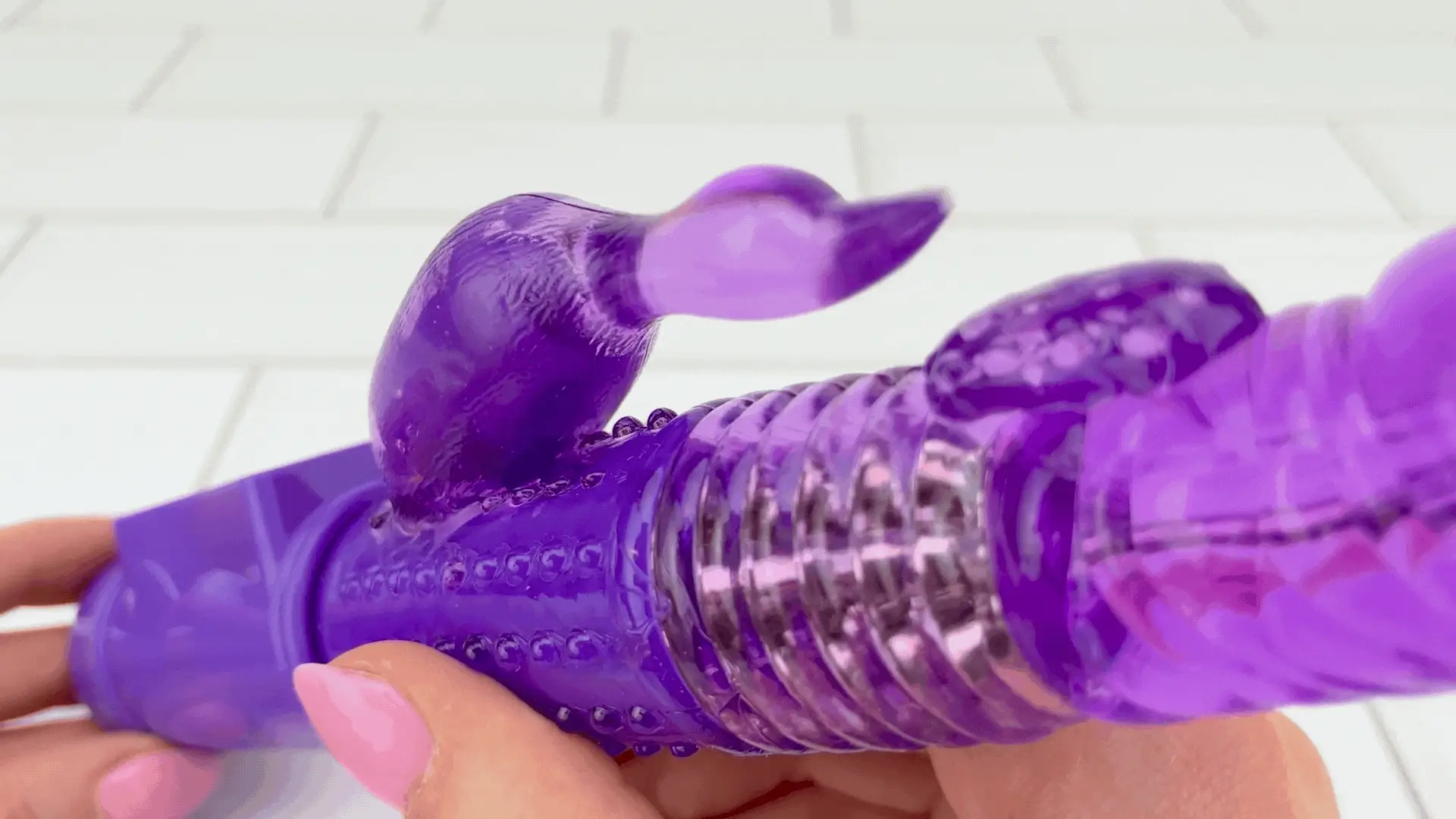 Rotating Dual Action Vibrator with Textured Shaft and Clitoral Stimulation