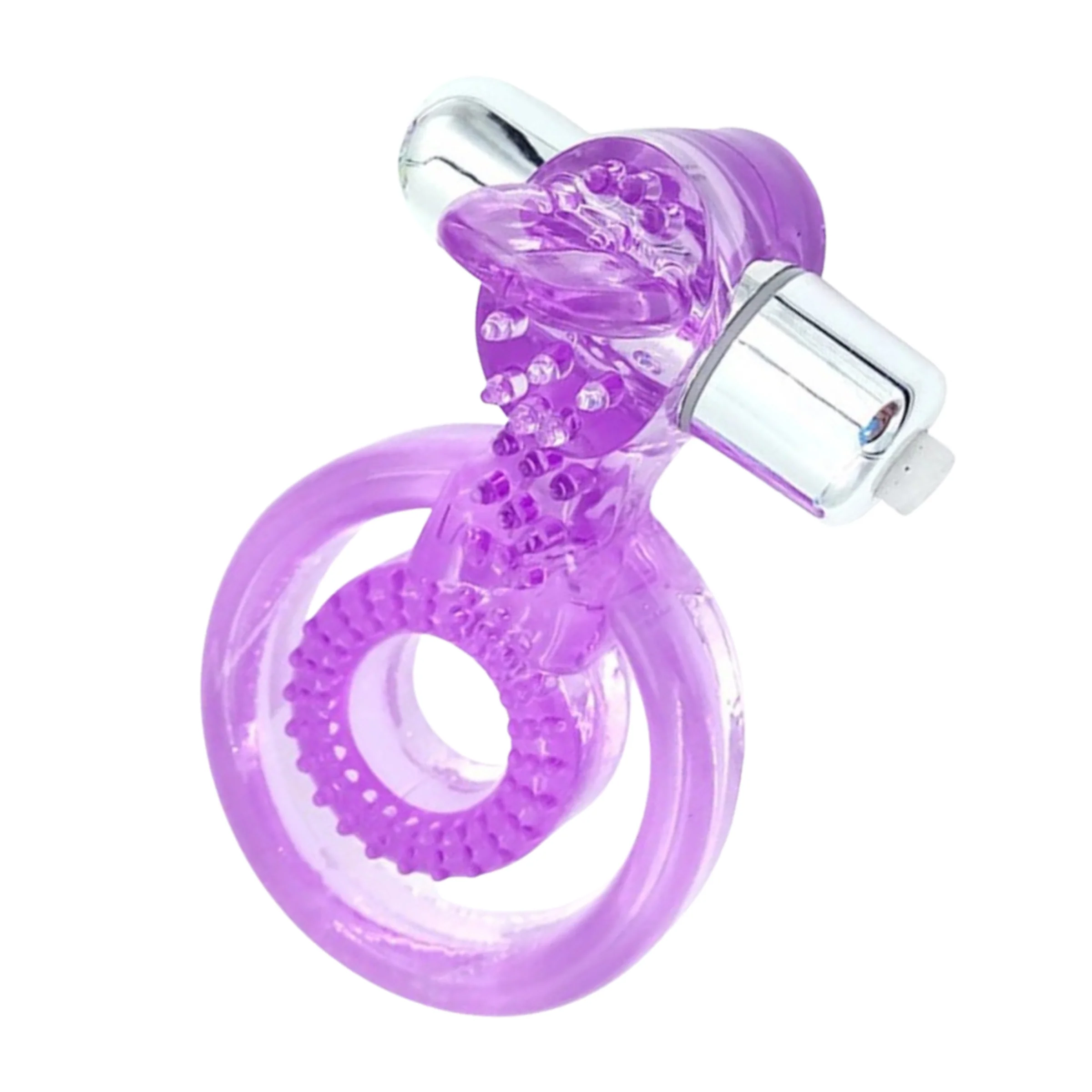 Vibrating Dual Cock Ring with Clit Teasing Tongue, Rechargeable or Non-Rechargeable