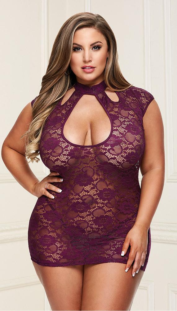 Elegant Lace Keyhole Mini Dress from Baci Lingerie