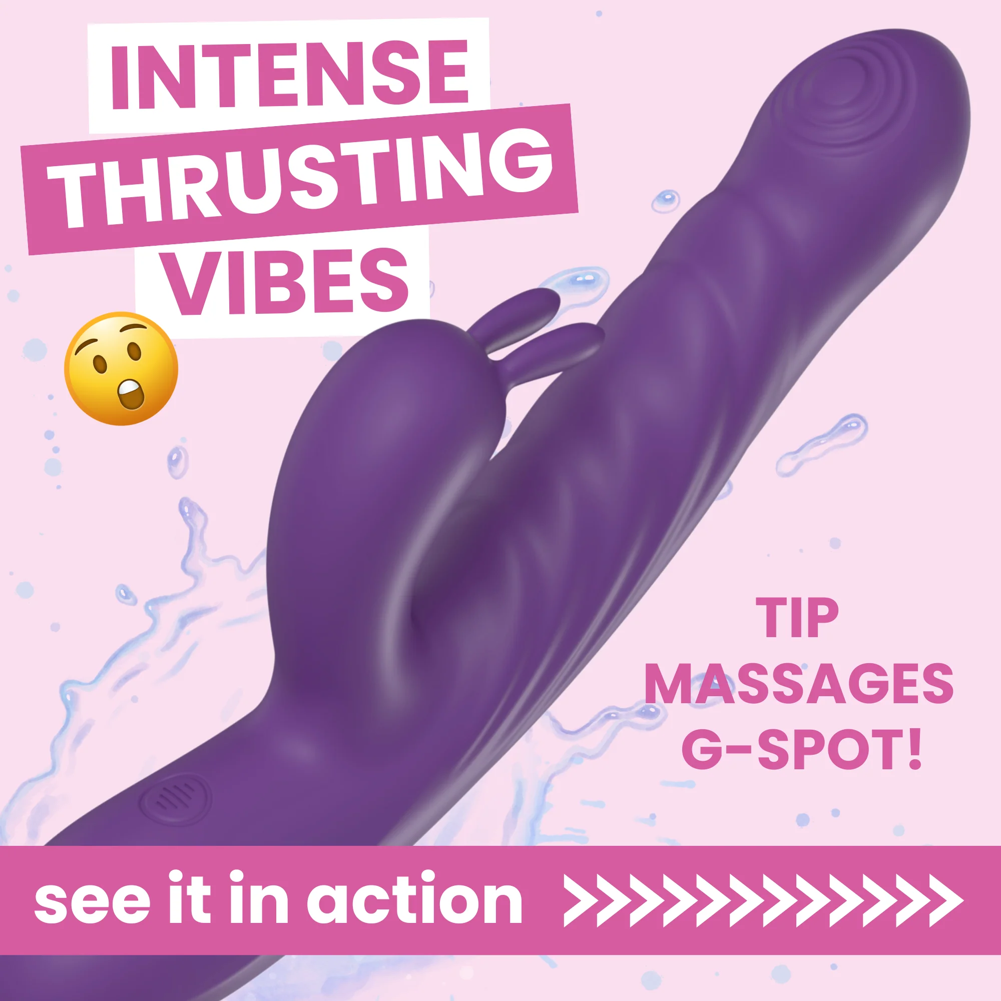 Rippled Thrust Rabbit Vibrator with Bendable Neck and Dual Controls