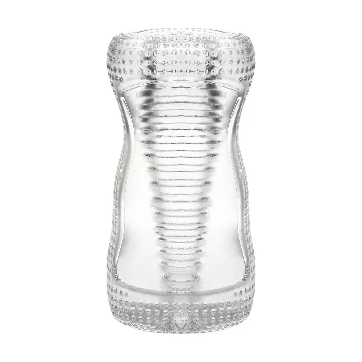 Super Stretchy Clear Ribbed Male Masturbator for Solo and Couples Play