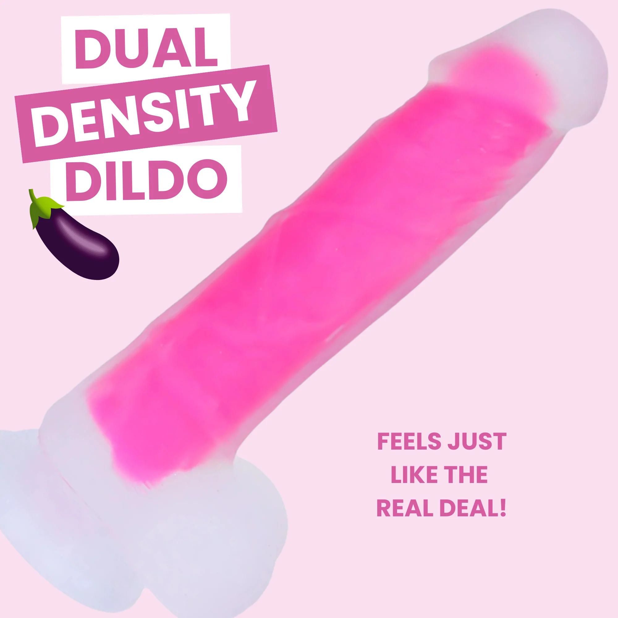 6 Inch Silicone Dual Density Hands-Free Suction Cup Dildo
