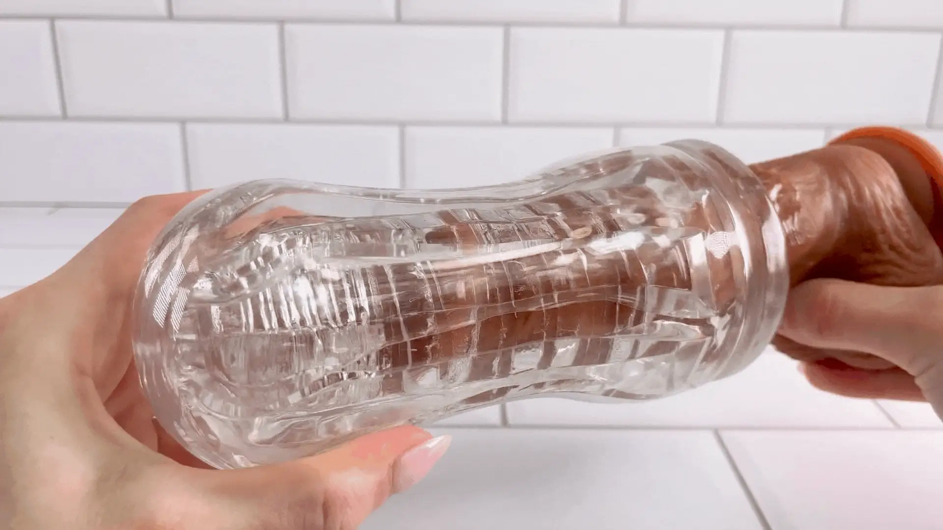 Clear Sucking Masturbator with Pleasure Nubs and Discreet Storage Cup