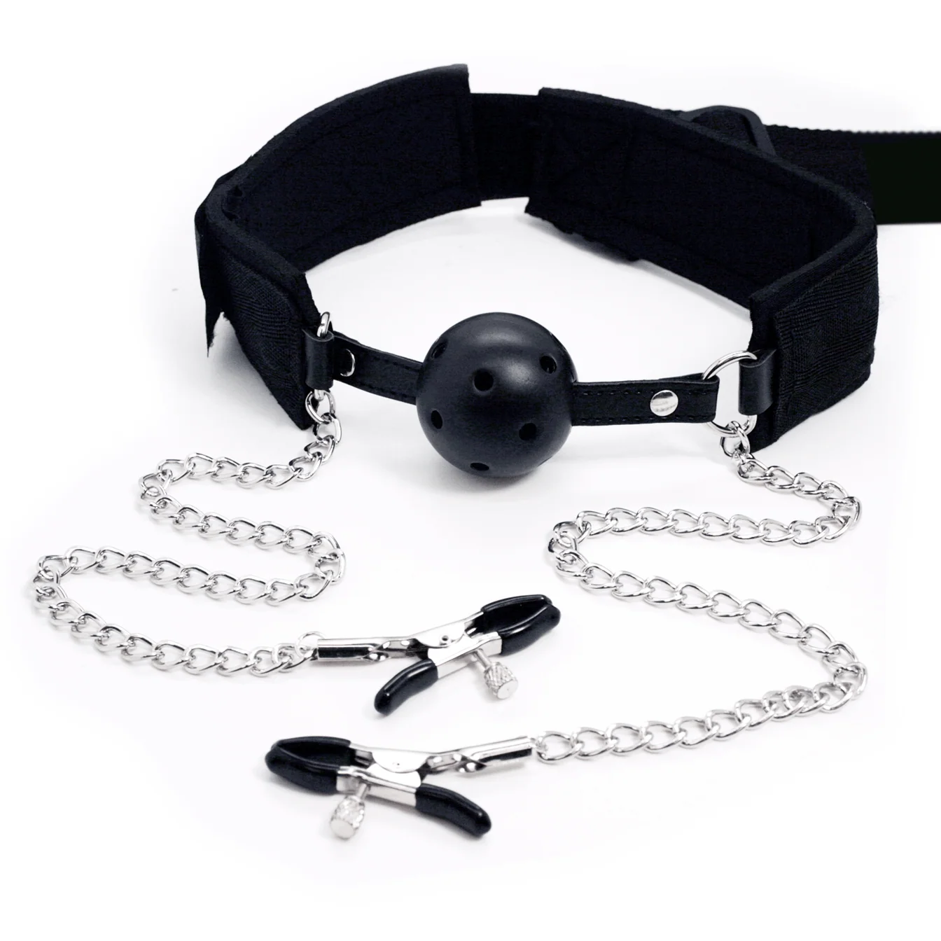 Ball Gag, Nipple Clamp and Bondage Restraint System