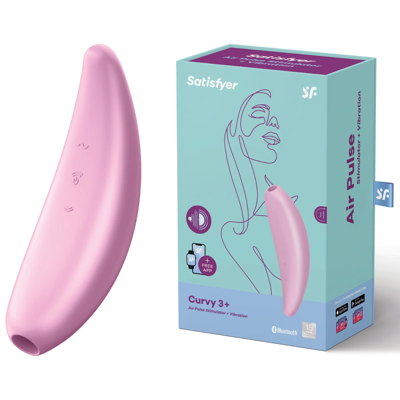 Satisfyer Curvy 3+ 气流脉冲蓝牙振动器 用于阴蒂和G点