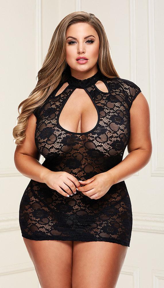 Elegant Lace Keyhole Mini Dress from Baci Lingerie