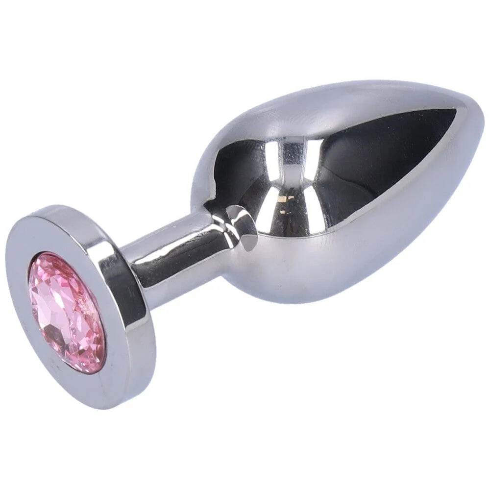 Pink Jewel Metal Weighted Anal Plug for Backdoor Play