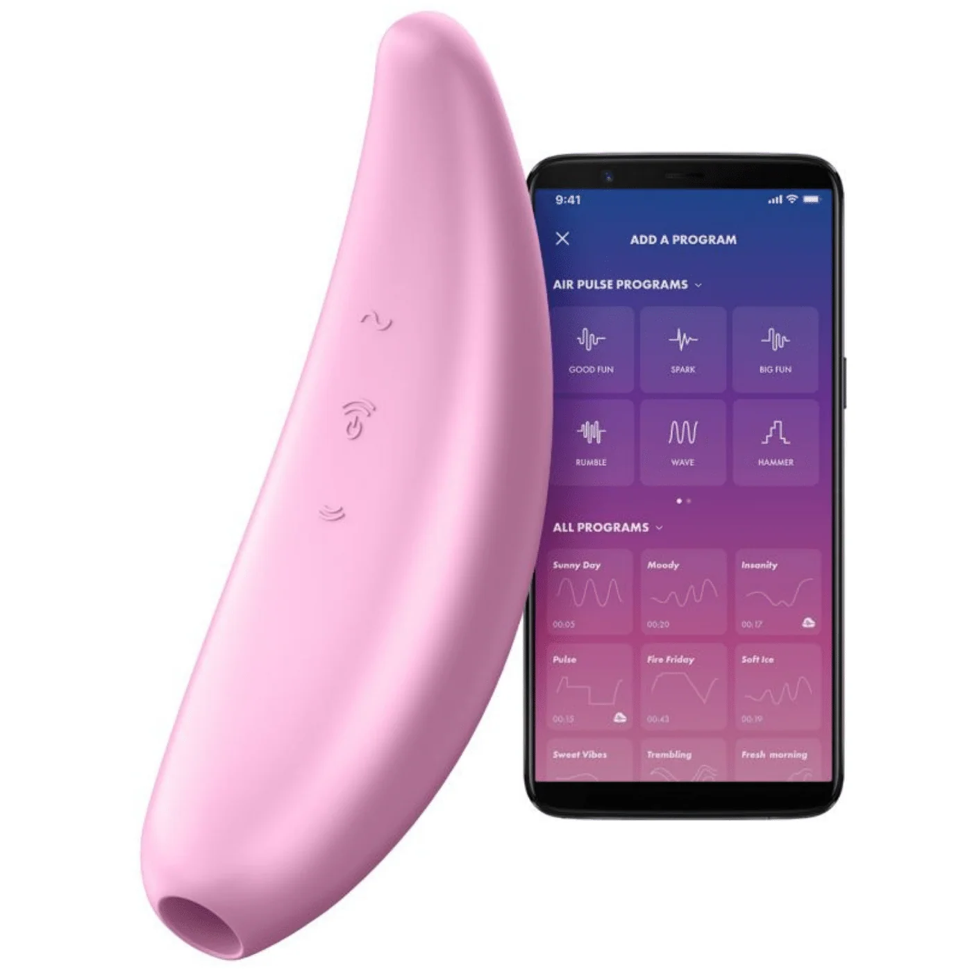 Satisfyer Curvy 3+ 气流脉冲蓝牙振动器 用于阴蒂和G点